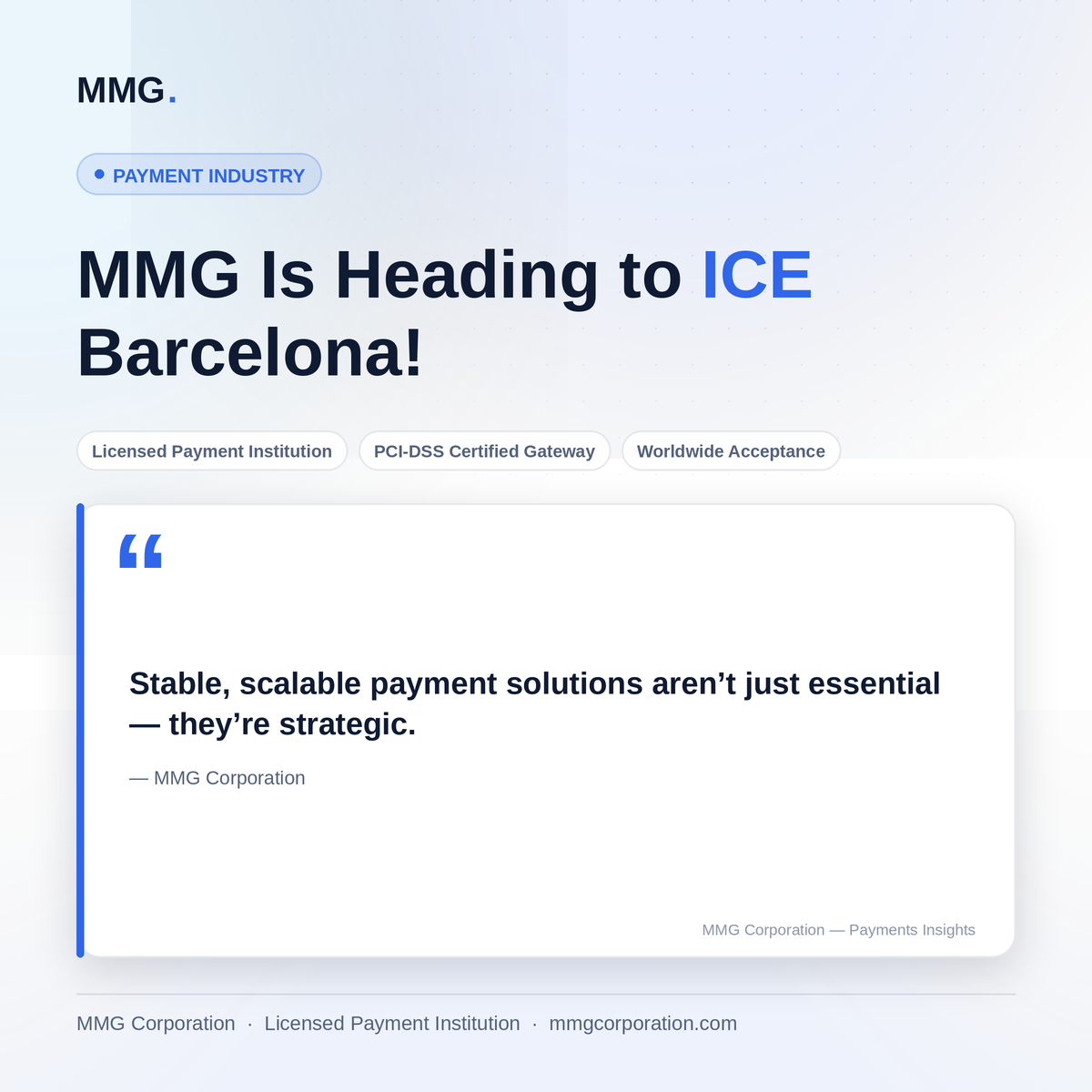 MMG is heading to ICE Barcelona!
