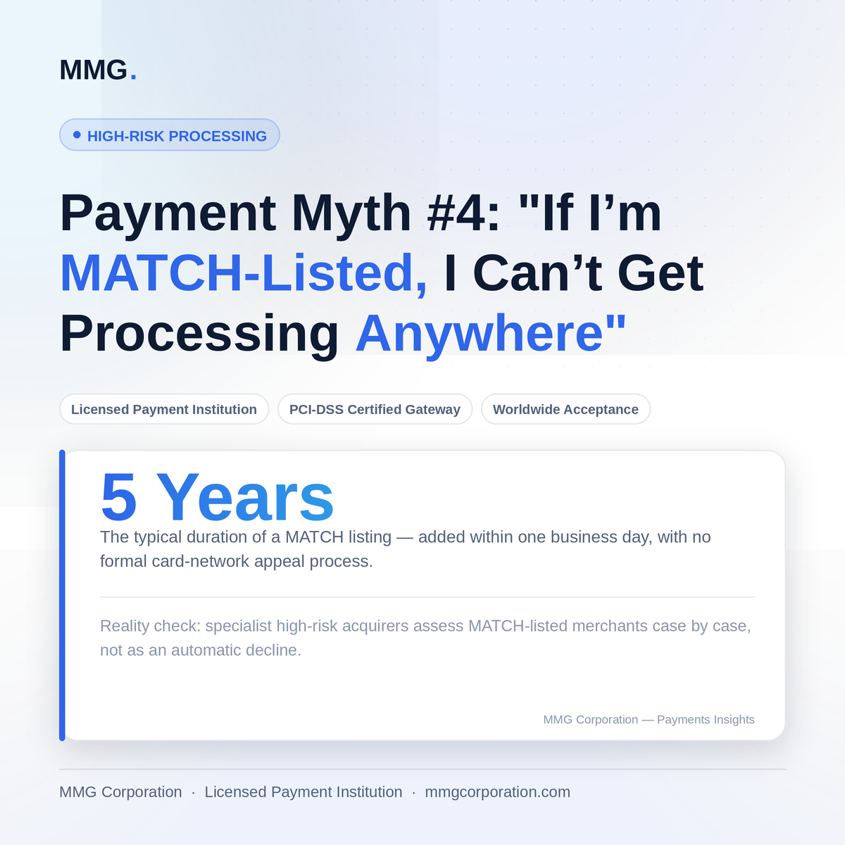 Payment Myth #4: "If I'm MATCH-Listed, I Can't Get Processing Anywhere"